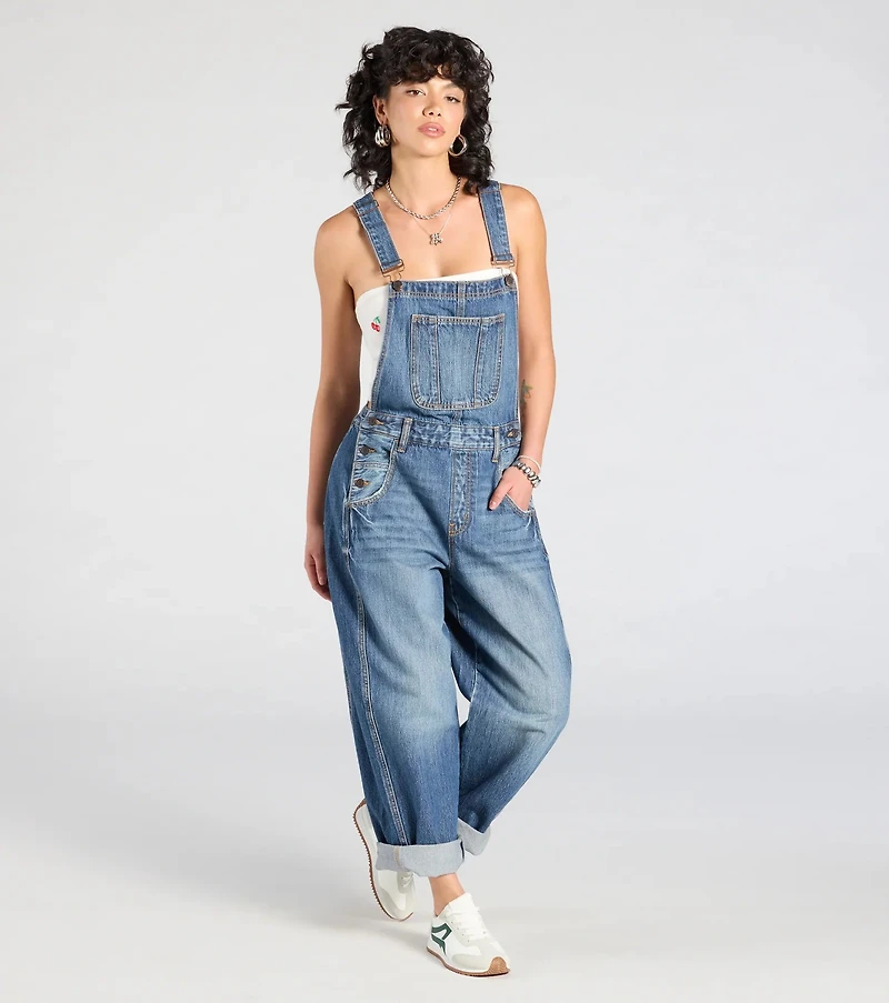 Match My Vibe Wide-Leg Denim Overalls