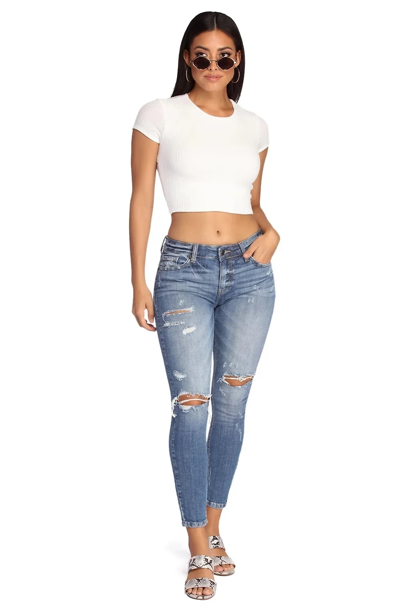 Going The Distance Distressed Skinny Jeans