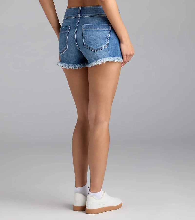 Down For It Mid-Rise Cutoff Denim Shorts
