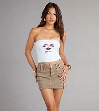 Weekend Upgrade High Rise Denim Mini Skort