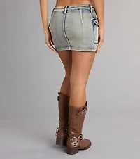 Throwback Cool Denim Cargo Mini Skirt