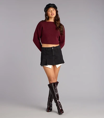 Chic With An Edge Denim Mini Skort