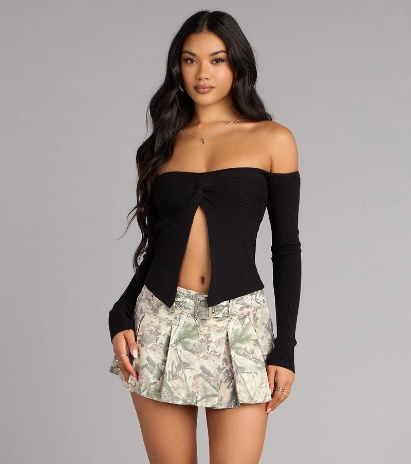 Wild Side Belted Camo Pleated Skort