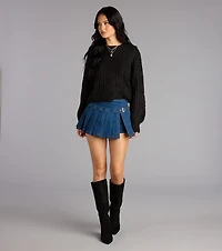 Cool Intentions Pleated Denim Mini Skort