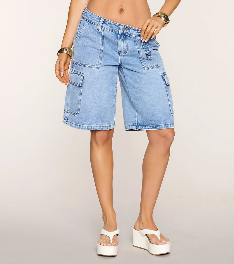 Casual Plans Denim Cargo Jorts