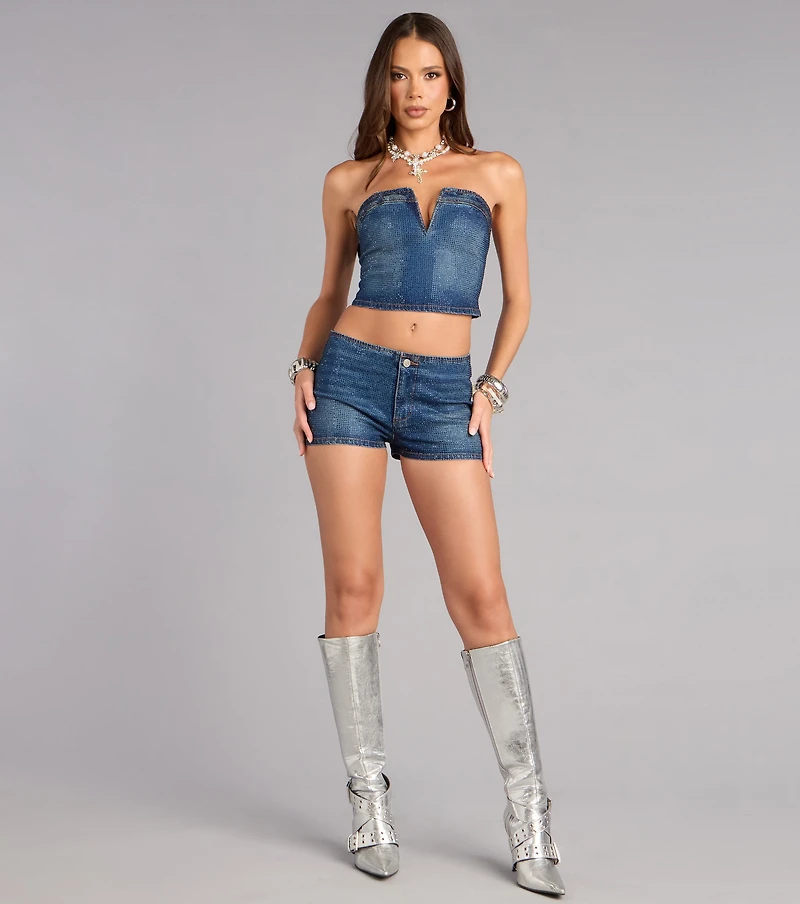 Crystal Mood Denim Shorts