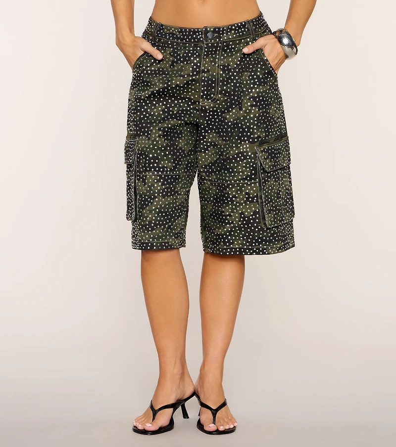 Camo Crush Rhinestone Denim Jorts