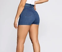 Paper Bag Tie Waist Denim Shorts