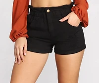 Paper Bag Distressed Cuffed Shorts