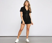 Yes You Can Utility Denim Romper