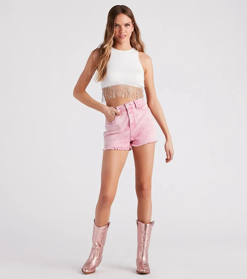 Remy High-Rise Acid-Wash Denim Shorts by Windsor