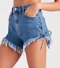 Remy High-Rise Lace-Up Denim Shorts