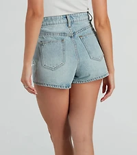 Pop Star Rhinestone High-Rise Denim Shorts