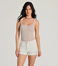 Sunny State Mid-Rise Distressed Denim Shorts