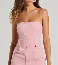 On Your Wishlist Strapless Denim Romper