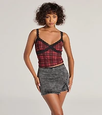 Edgy Style Acid-Wash Denim Skort