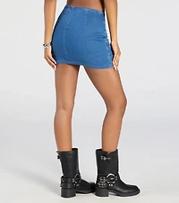 Buckle Down High-Rise Denim Skort