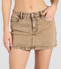 Edgy Yet Sweet Mid-Rise Denim Mini Skort