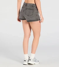 City Slicker High-Rise Faux Wrap Denim Skort