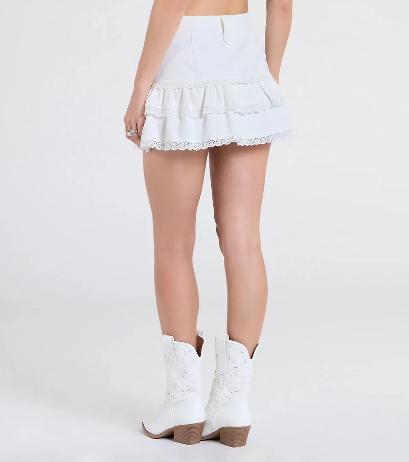 Love At First Sight Mid-Rise Ruffle Denim Mini Skort