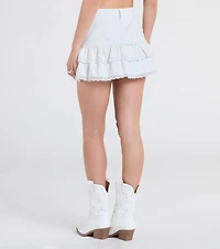 Love At First Sight Mid-Rise Ruffle Denim Mini Skort