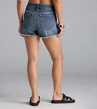 Classic Fit High-Rise Distressed Denim Shorts