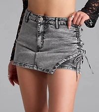 Coolest The Room Acid Wash Denim Skort