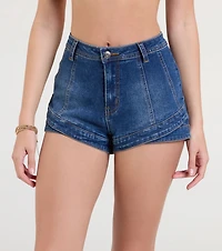 Crossed Over High-Rise Denim Shorts
