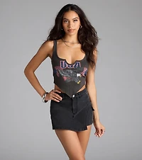 Iconic Street Style Mid-Rise Cargo Denim Skort