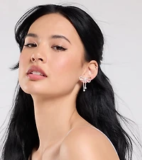 Perfect Glamour Faux Pearl Rhinestone Bow Earrings