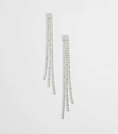 Glamorous Drama Rhinestone Fringe Earrings