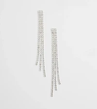Glamorous Drama Rhinestone Fringe Earrings