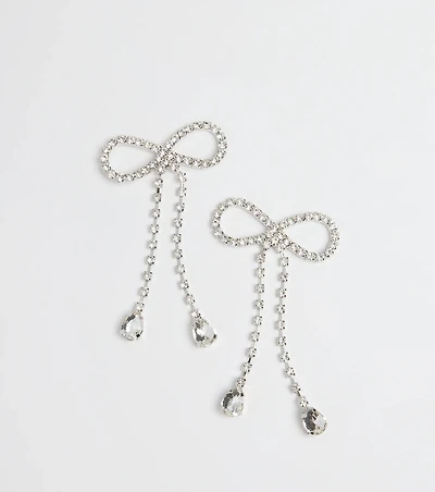 Adorably Glam Rhinestone Bow Drop Earrings