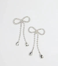 Adorably Glam Rhinestone Bow Drop Earrings