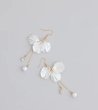 Chic Beauty Rhinestone And Pearl Flower Earrings