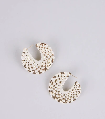 Sun Chaser Woven Raffia Hoop Earrings
