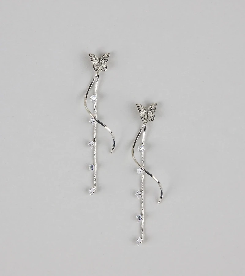 Float Like Magic Butterfly Rhinestone Earrings