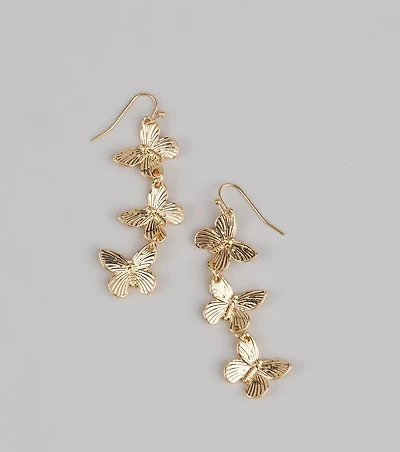 Major Flutter Vibes Linear Butterfly Earrings