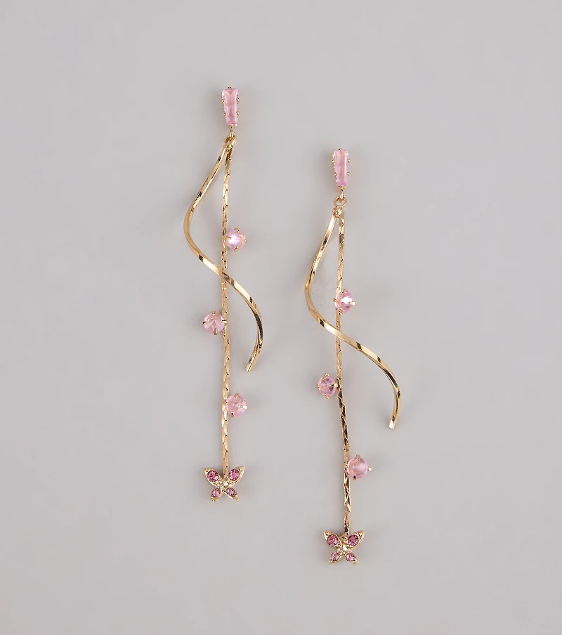 Glistening Heights Butterfly Rhinestone Earrings