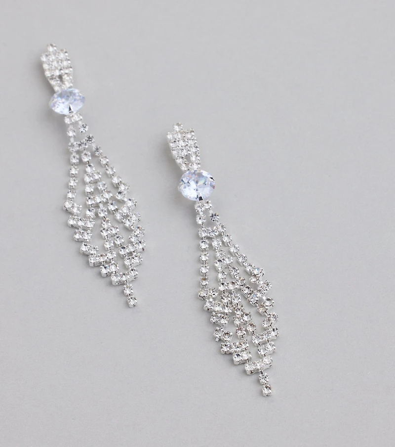 Luxe Shimmer Rhinestone Chandelier Earrings