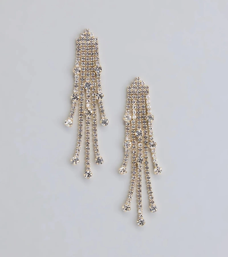 All This Glamour Rhinestone Tassel Earrings