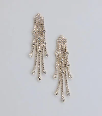 All This Glamour Rhinestone Tassel Earrings