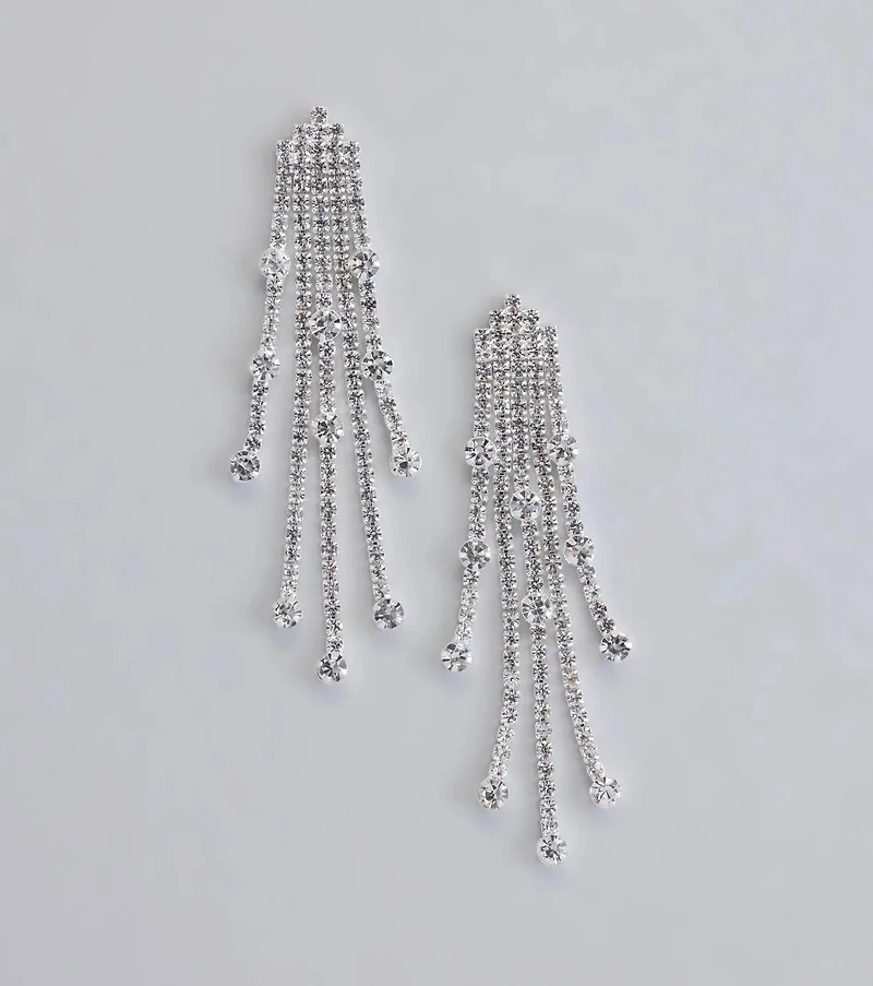 All This Glamour Rhinestone Tassel Earrings