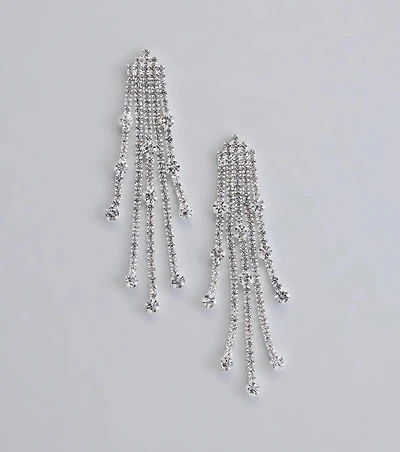 All This Glamour Rhinestone Tassel Earrings