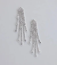 All This Glamour Rhinestone Tassel Earrings