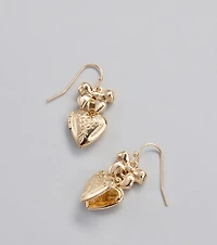 Cutesy Glam Bow Heart Locket Earrings