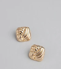 Luxe Intertwined Square Stud Earrings