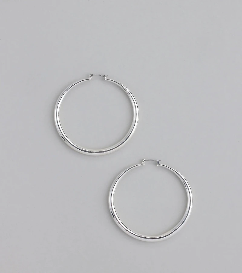 Sleek Glam Large Hollow Hoop Earrings