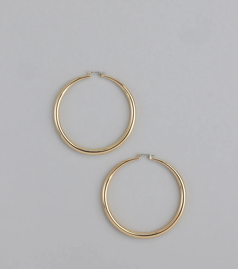 Sleek Glam Large Hollow Hoop Earrings