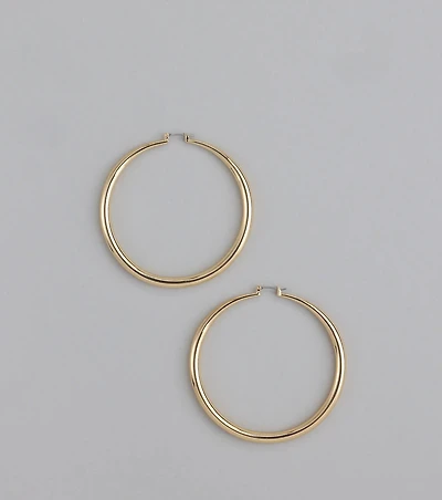 Sleek Glam Large Hollow Hoop Earrings